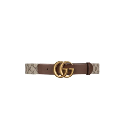 GUCCI GG BELT DOUBLE G BUCKLE BROWN 400593